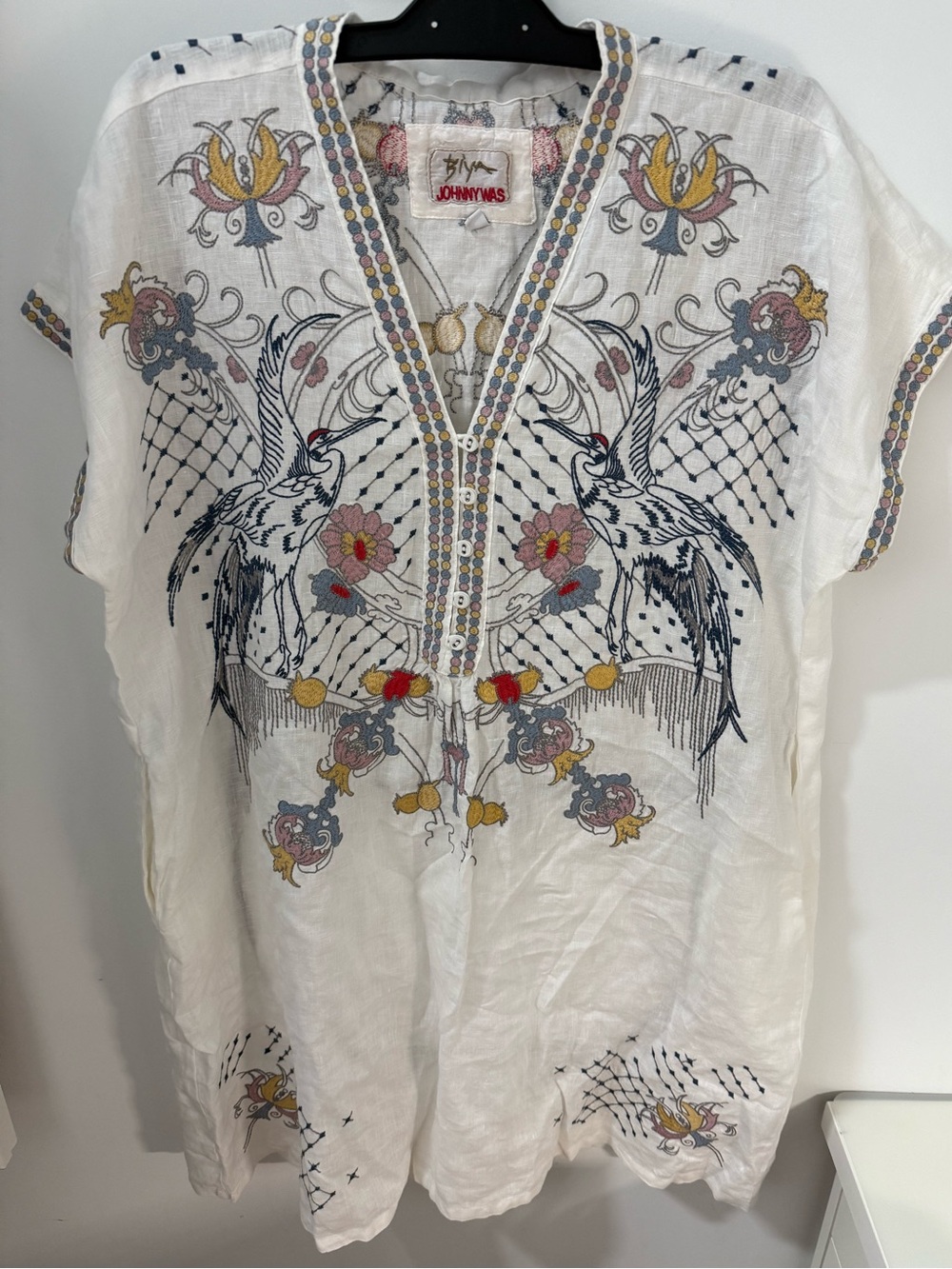 EUC Johnny Was Biya Linen Zippy Dress Slip Size Small